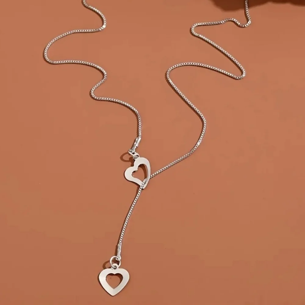🏷SALE. Y Shape heart shape pendant necklace. Dainty clavicle chain.  NWT. - Picture 4 of 6